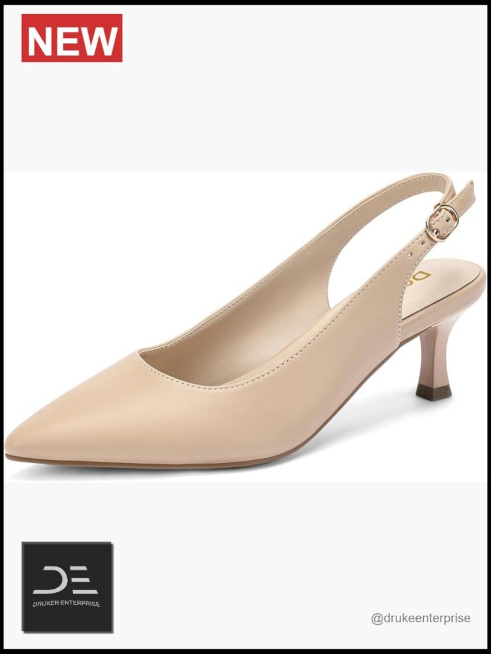 Pointed Toe Slingback Kitten Heel Pumps Dress Shoes for Work Wedding